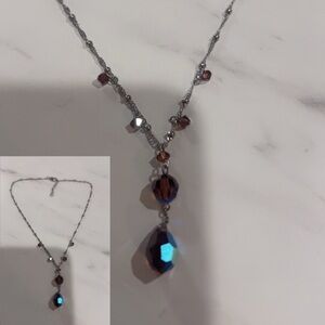 New Elegant Silver and Brown Choker Necklace